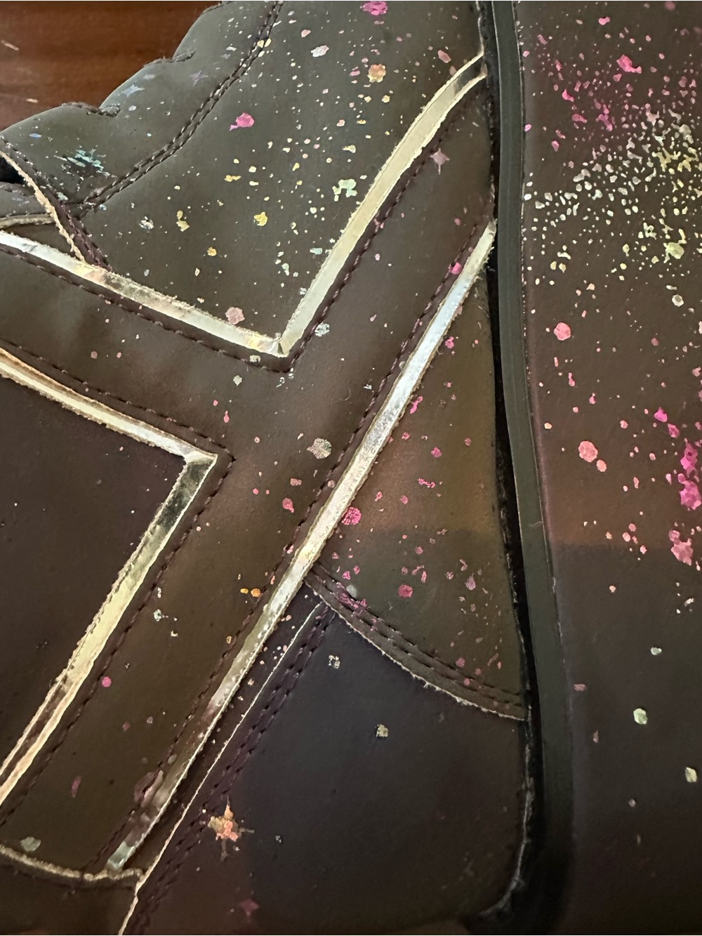 YRU Black Galaxy Glitter Paint-Splatter Qosmos Alien Platform Sneakers, Sz 6 - Picture 8 of 9